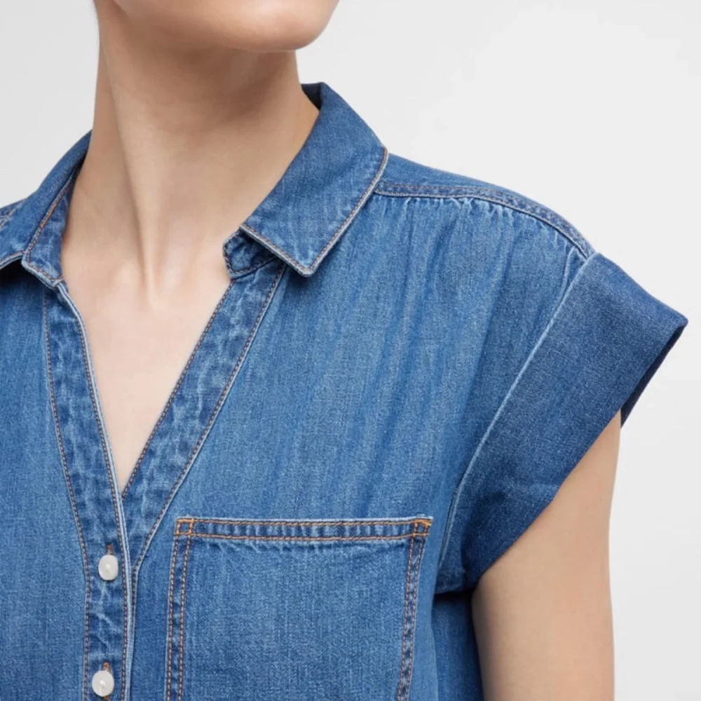 Veronica Beard Trisha Tiered Blue Denim Dress - Picture 5 of 9